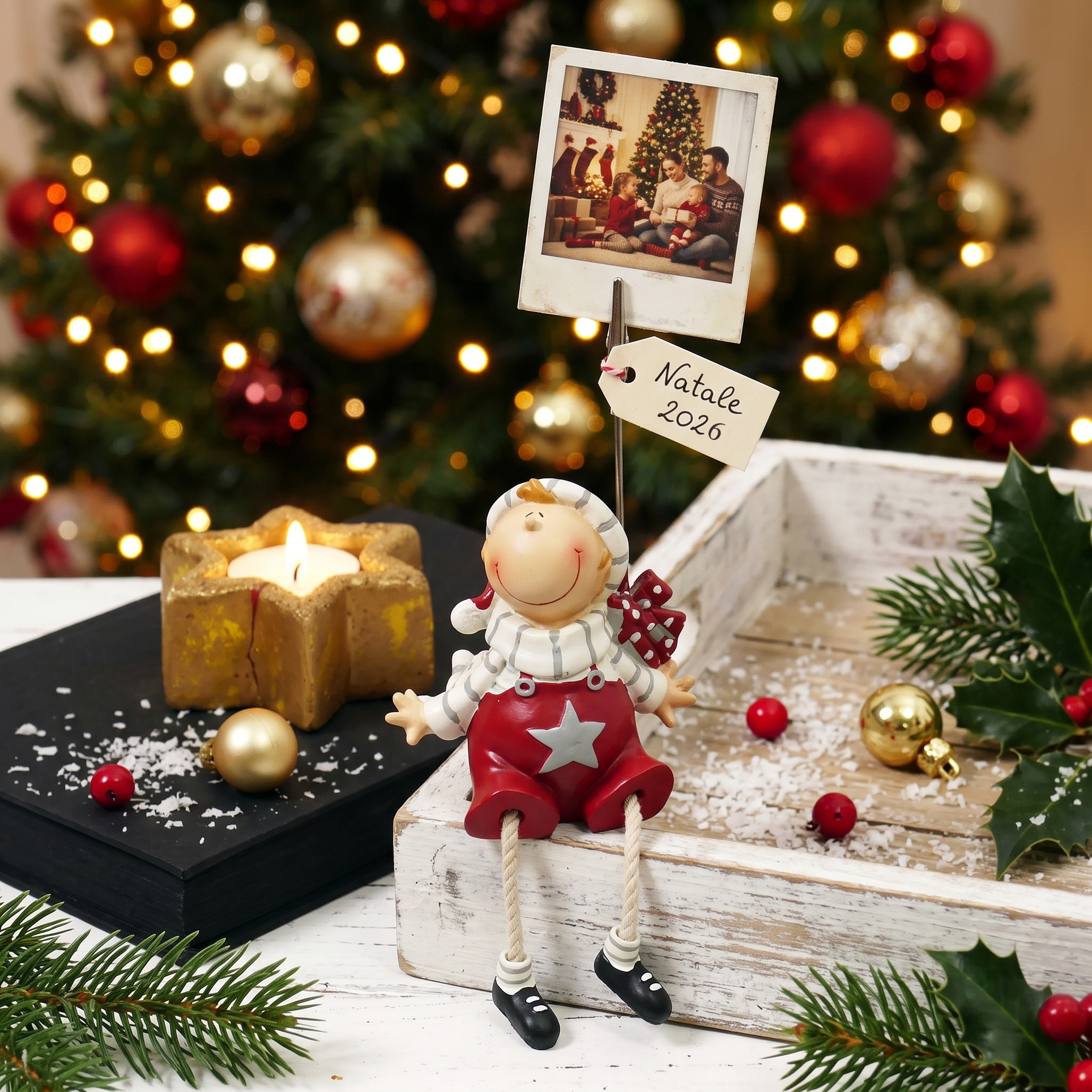Portafoto-e-Segnaposto-Natalizio-rionova-arredamento Portafoto e Segnaposto Natalizio a Forma di Bambino con Stella, Decorazione per la Tavola delle Feste - immagine 1