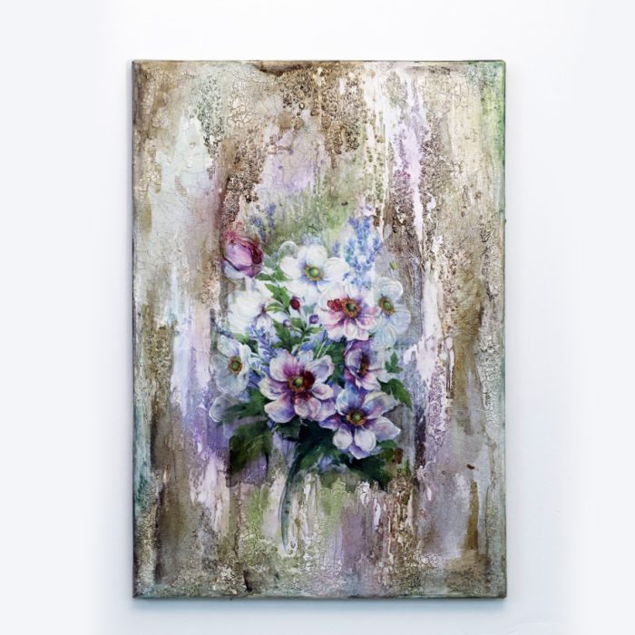 Quadro Floreale Handmade - Tecnica Mista, 30x40 cm 1