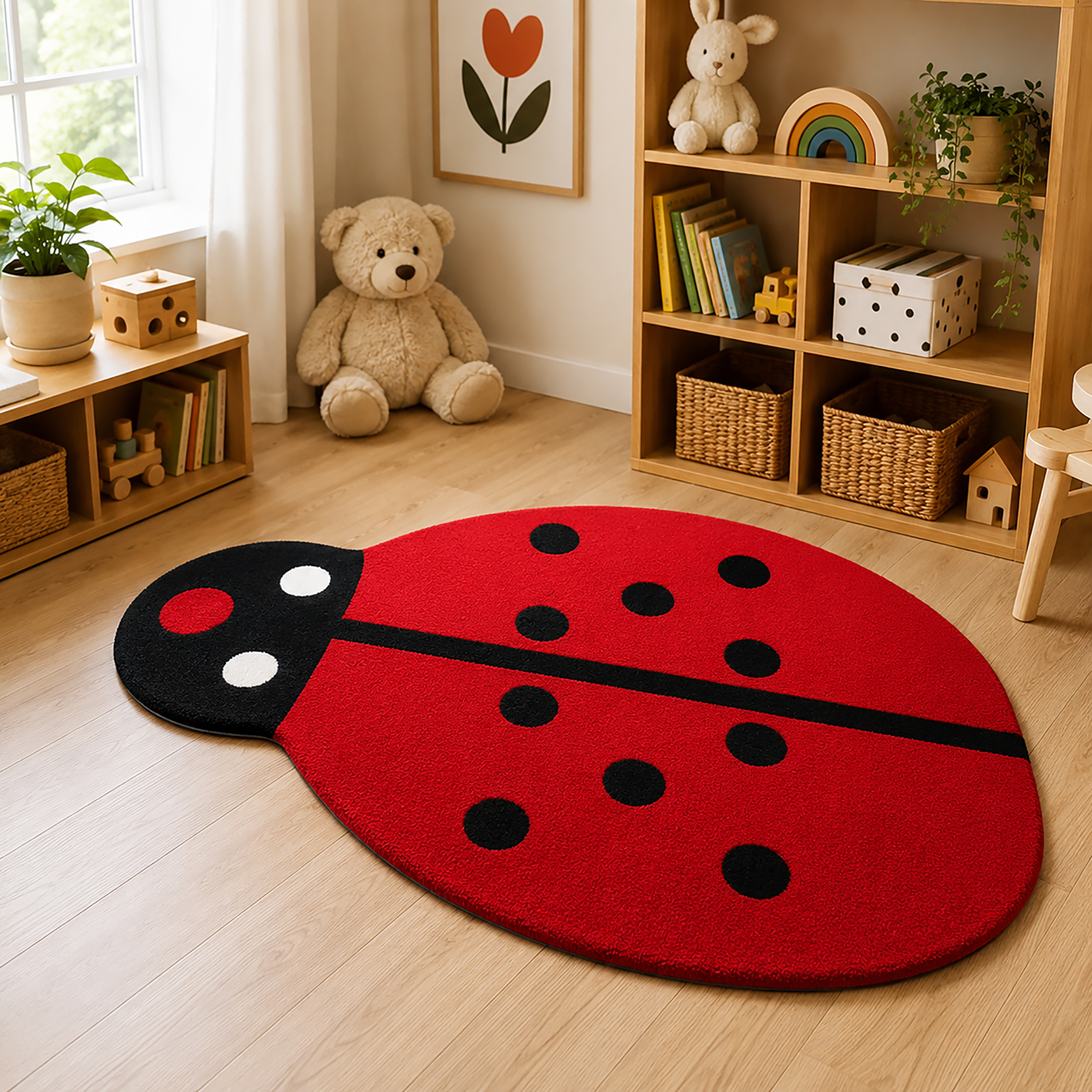tappeto-coccinella Tappeto Tufted Coccinella a pelo corto e antiscivolo - immagine 1