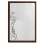 Specchio con Cornice in Radica e Incisione su vetro Art Nouveau