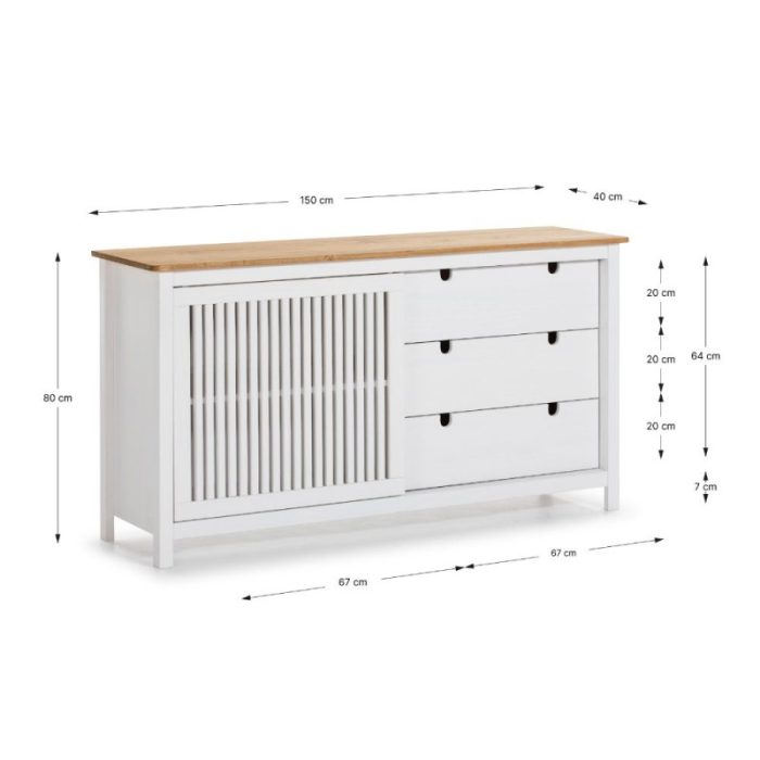 Credenza Bruna con 1 anta scorrevole e 3 cassetti - immagine 10