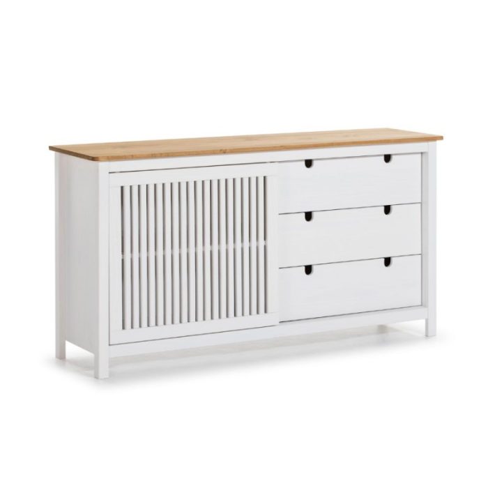 Credenza Bruna con 1 anta scorrevole e 3 cassetti - immagine 3