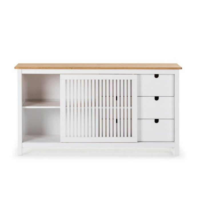 Credenza Bruna con 1 anta scorrevole e 3 cassetti - immagine 5