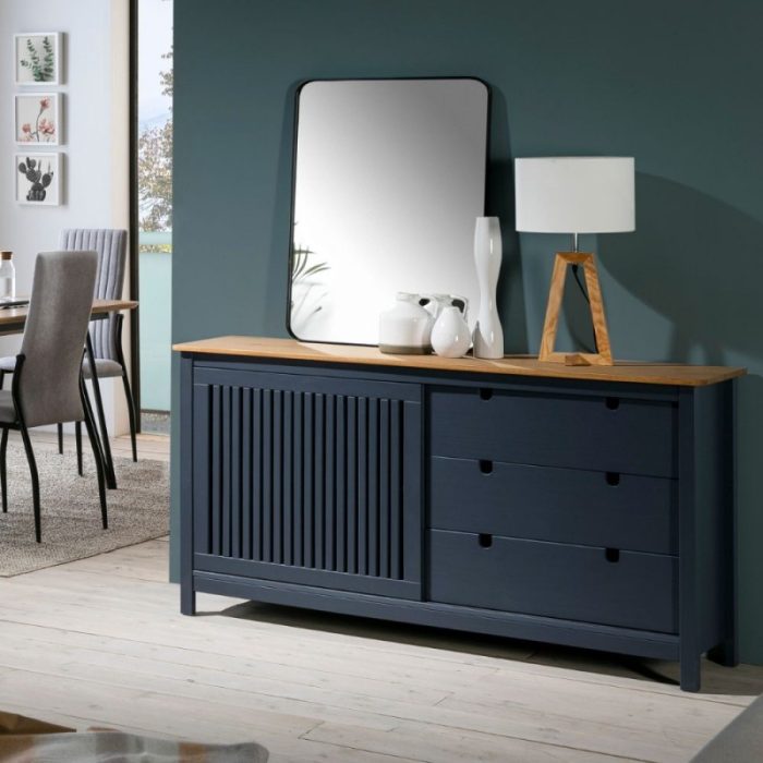 Credenza Bruna con 1 anta scorrevole e 3 cassetti - immagine 2