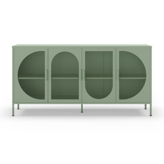 Credenza in metallo Tayra, 4 ante verde menta - immagine 1
