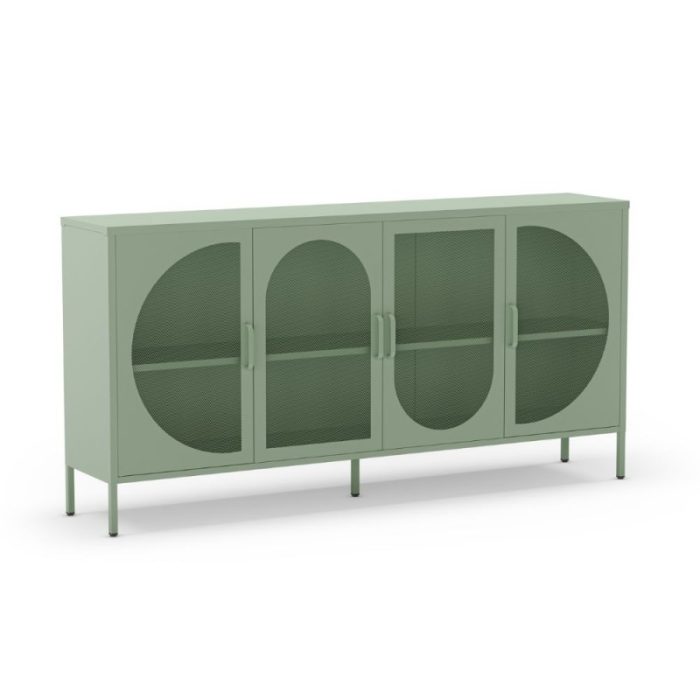 Credenza in metallo Tayra, 4 ante verde menta - immagine 4
