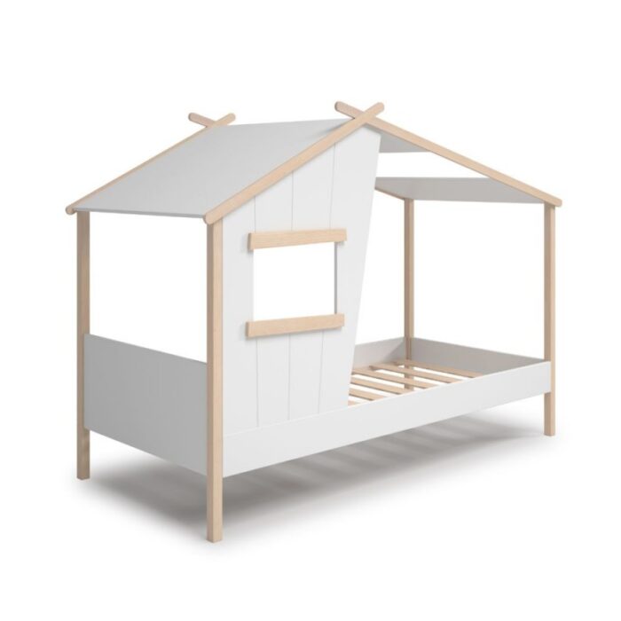 Letto singolo a casetta Luba, in legno massiccio colore bianco - immagine 6