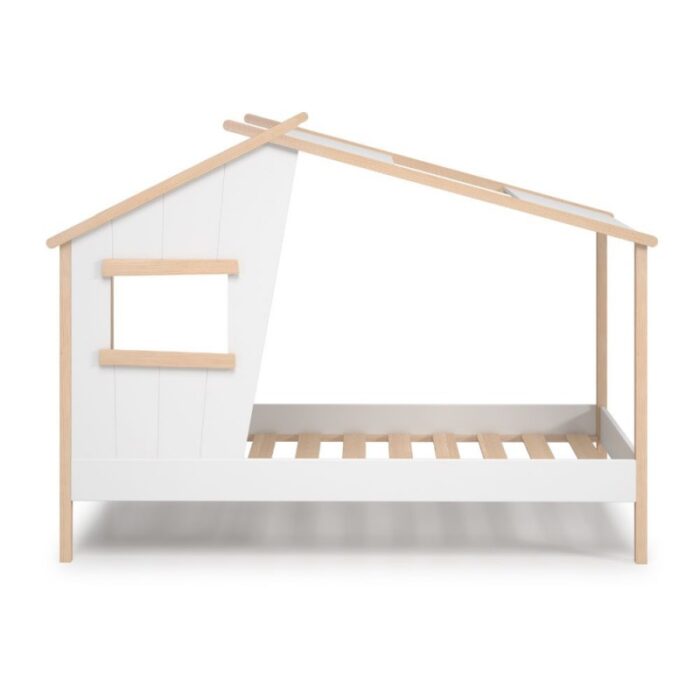 Letto singolo a casetta Luba, in legno massiccio colore bianco - immagine 3