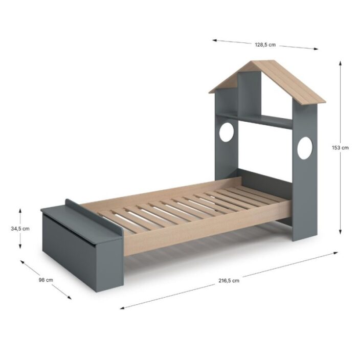 Letto singolo Odessa con testiera casetta 7