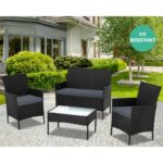 Salotto da giardino in rattan nero