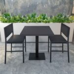 Tavolo quadrato Key, 80x80 base nera e piano antracite