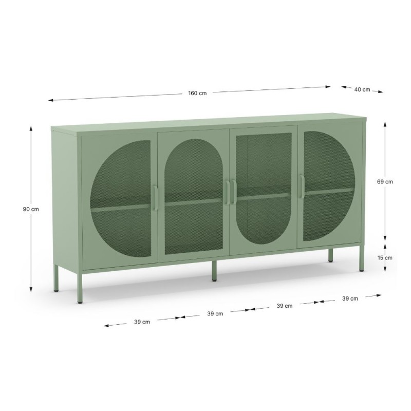 credenza-tayra-in-metallo-con-4-ante-160-cm-verde-menta Credenza Tayra in metallo, 4 ante, La scelta di tendenza per il tuo living - immagine 6
