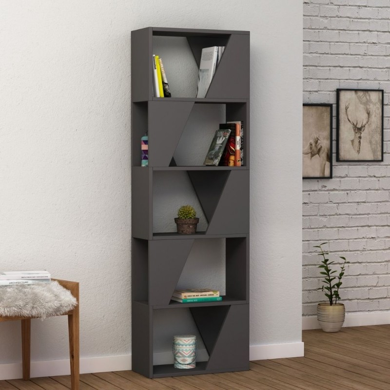 libreria-frame-antracite-5-ripiani-rionova.arredamento Libreria Frame con 5 ripiani - immagine 2