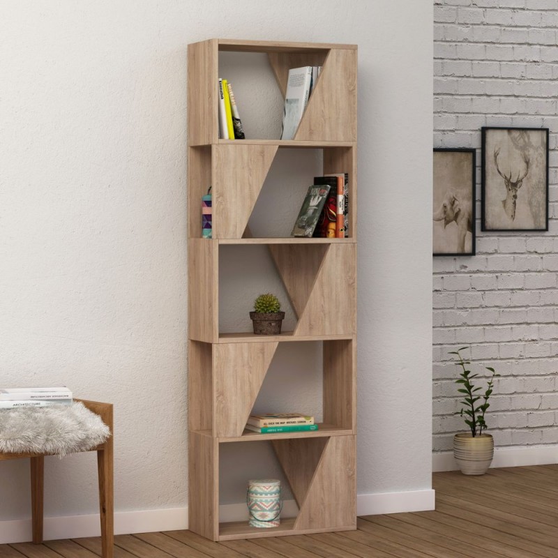 libreria-frame-colore-rovere-con-5-ripiani-rionova-arredamento Libreria Frame con 5 ripiani - immagine 3