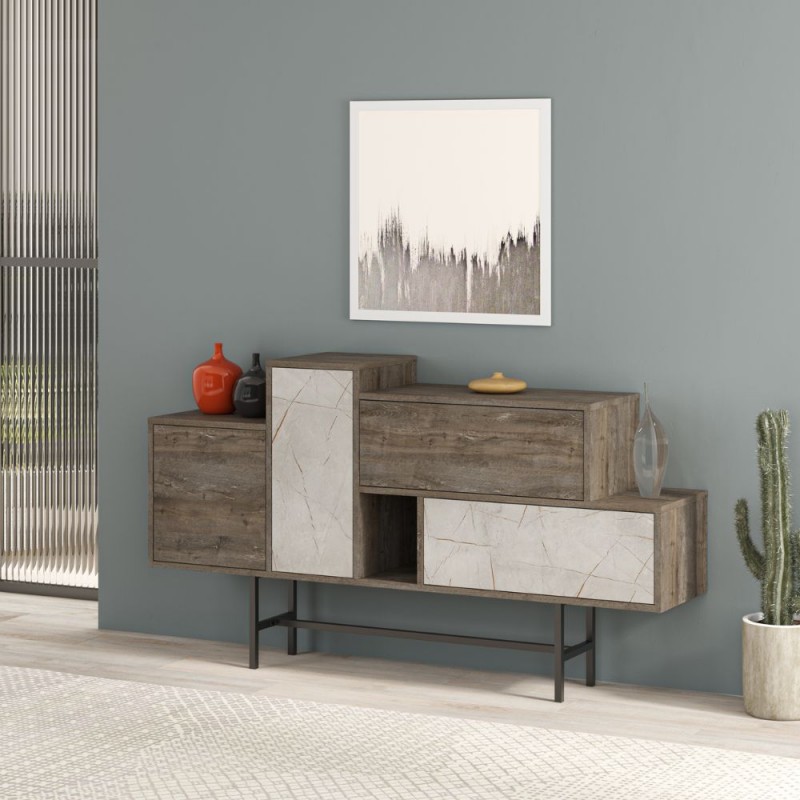 madia-hermes-colore-dark-coffee-con-ante-e-cassetti-effetto-marmo-160-cm Madia Hermes - immagine 3