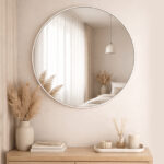 Specchio rotondo Nucleos Ø 60 cm – bianco ruvido, Bizzotto