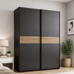 Armadio Metropol 2 ante scorrevoli, antracite e rovere