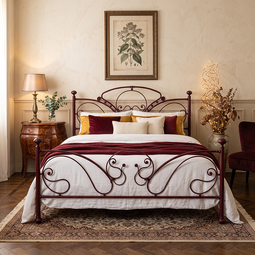 letto-ferro-battuto-profumi-rionova-arredamento Letto in ferro battuto Profumi, Un intreccio di sogni, eleganza e memorie - immagine 1