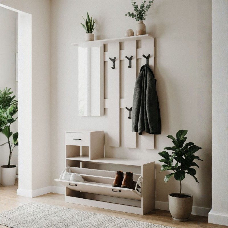 mobile-ingresso-rudolf-con-specchio-ganci-appendiabito-e-base-scarpiera-in-antracite-rionova-arredamento Mobile ingresso Rudolf con scarpiera, finitura beige - immagine 1
