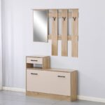 Mobile ingresso Rudolf XL con scarpiera, finitura rovere e beige