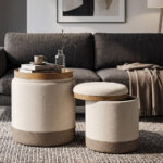 Pouf Ankara Nested Elegance, 2 in 1 con Vassoio Reversibile