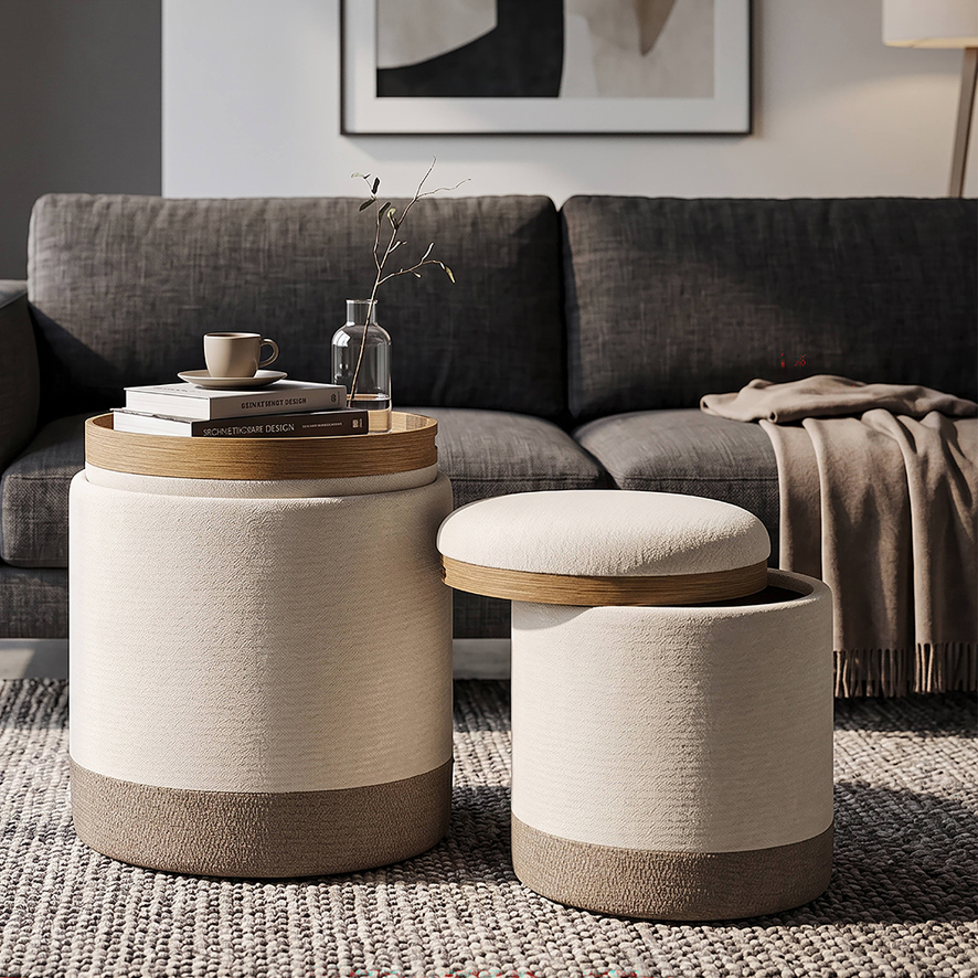 pouf-ankara-nested-elegance-mauro-ferretti-rionova-arredamento Pouf Ankara Nested Elegance, 2 in 1 con Vassoio Reversibile - immagine 1